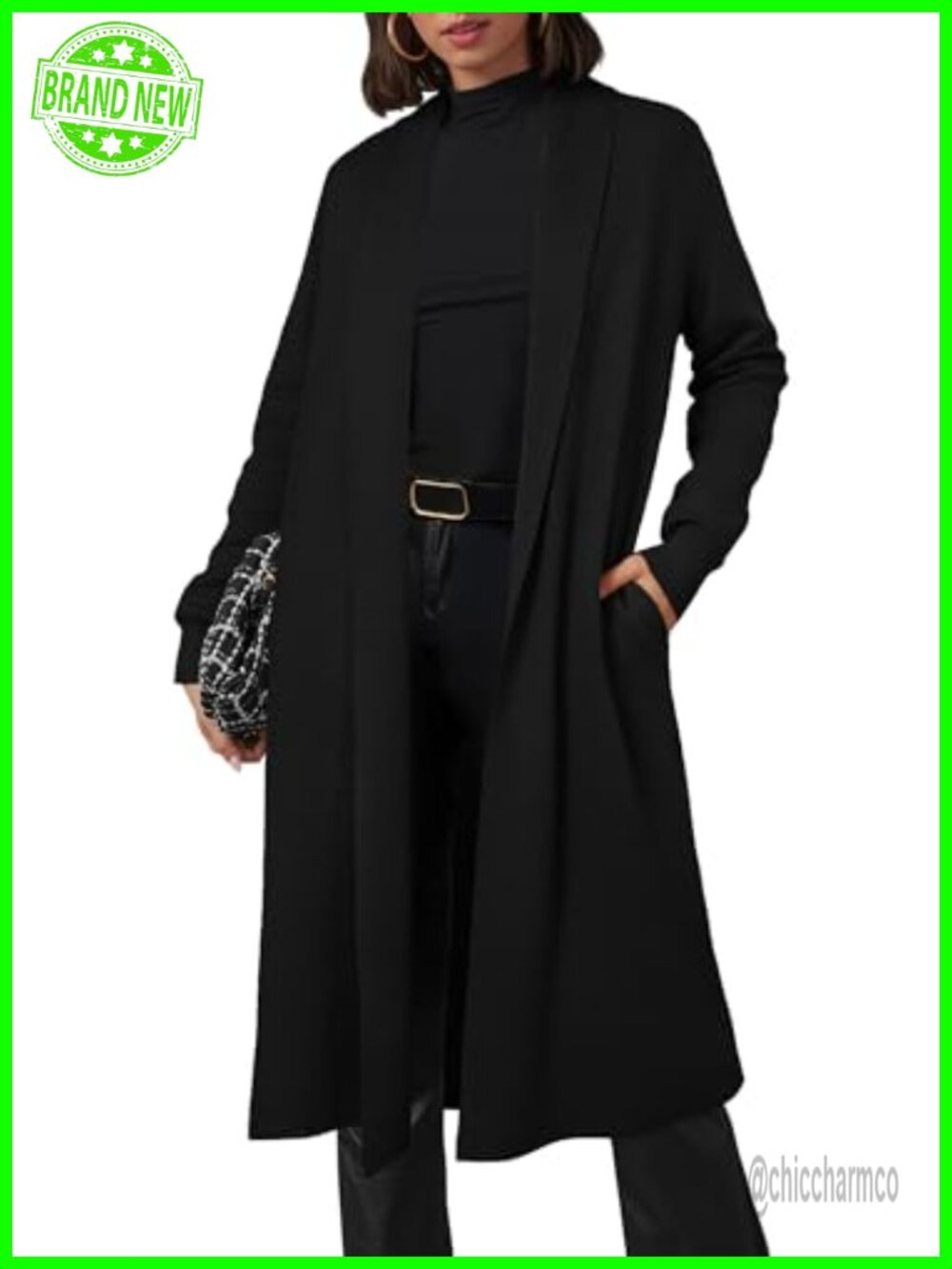 Wool Blend Open Front Maxi Cardigan Oversized Long Knit Sweater Coat